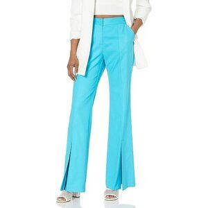 Trina Turk sz 8 Womens 32W Slit Front Flare Pants Turquoise Tencel Blend